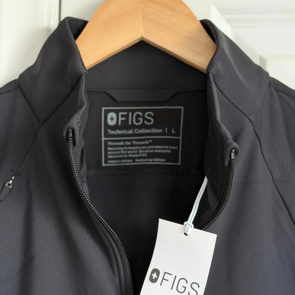 FIGS  On Shift Contour Knit Jacket in Black, Size Large - Image 10
