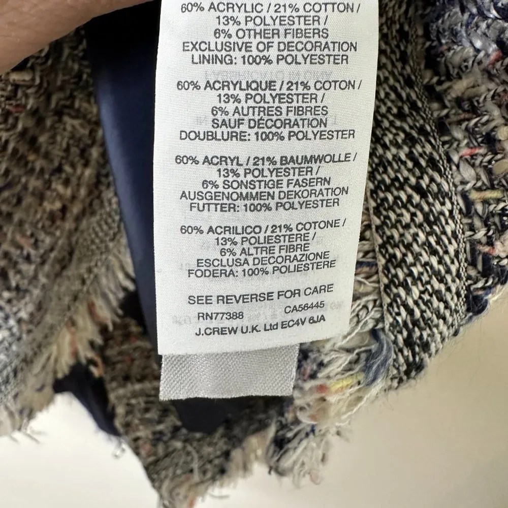 J. Crew Tweed Multicolor 3/4 Sleeves Dress Women's 0 Petite - Image 2