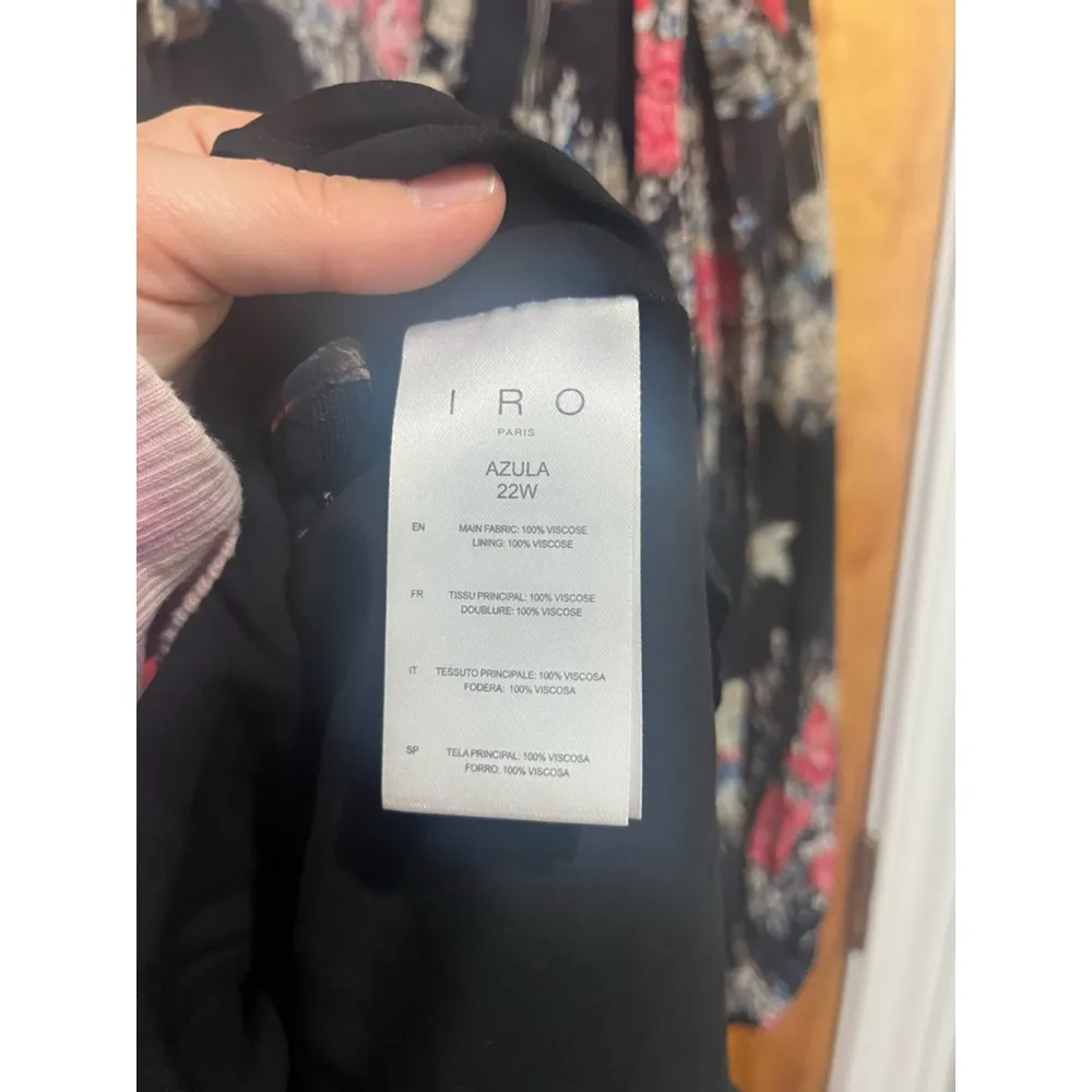 EUC IRO Paris Floral Azula Dress w Asymmetrical Gathering Size 38 - Image 4