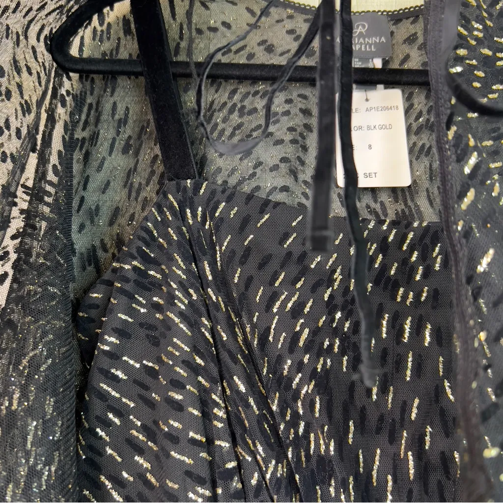 Adrianna Papell Size 8 2-Piece Set The Overpiece & The Formal Maxi Dress Glitter - Image 5