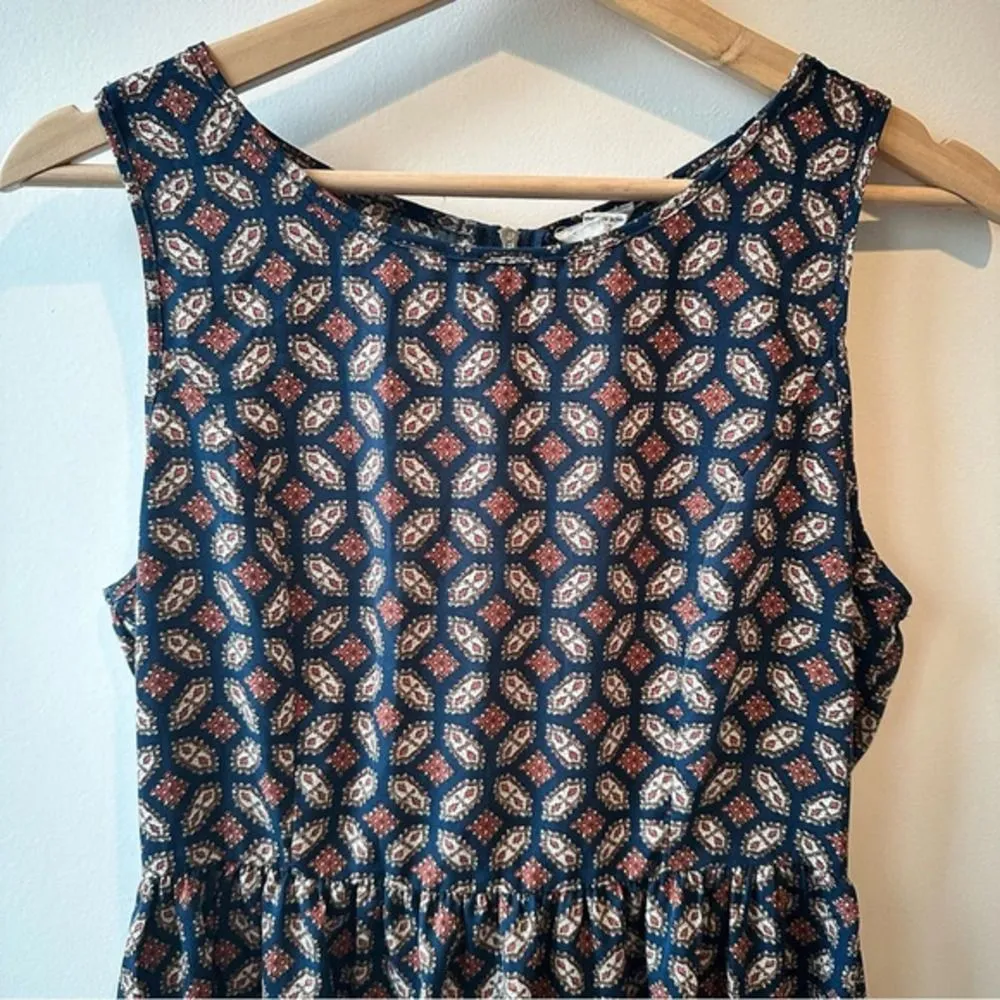 Vintage Blue Geometric print sundress Medium mini Y2K sleeveless cowgirl boho - Image 3