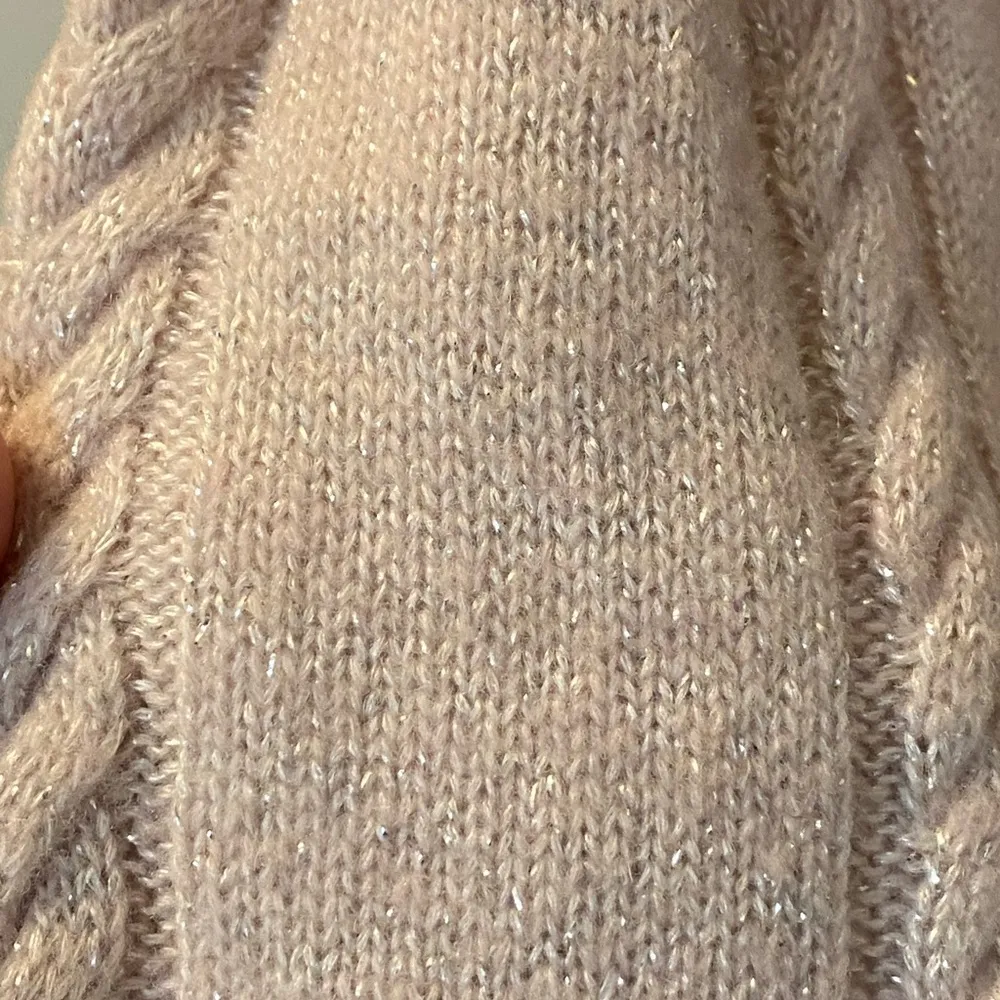 Paige Sofie cardigan in pastel pink w/ silver thread. Cropped. Cable knit. Small - Image 4