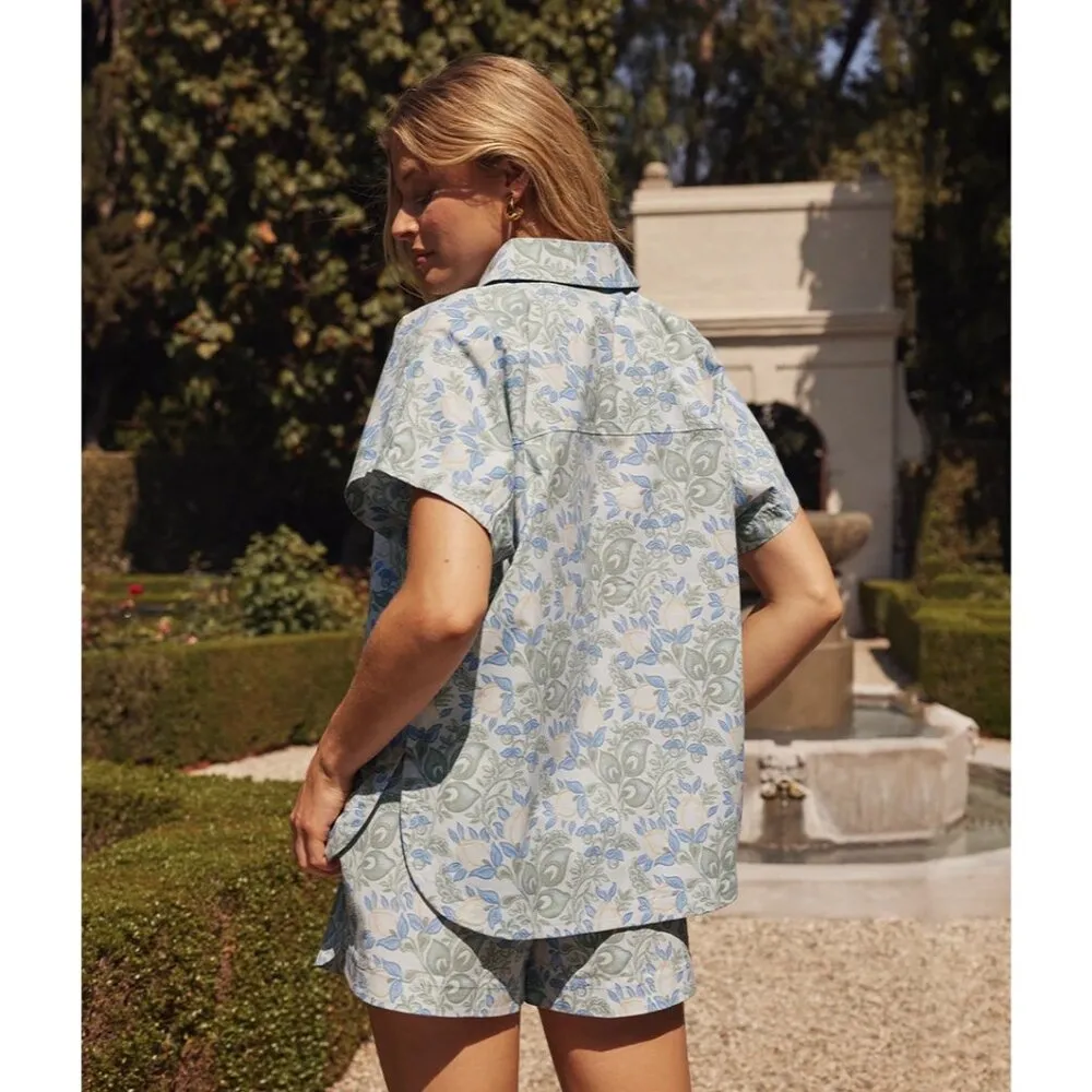 Summersalt Shirt The Poolside Poplin Button-Down Secret Garden Blue Sage 2XL - Image 4