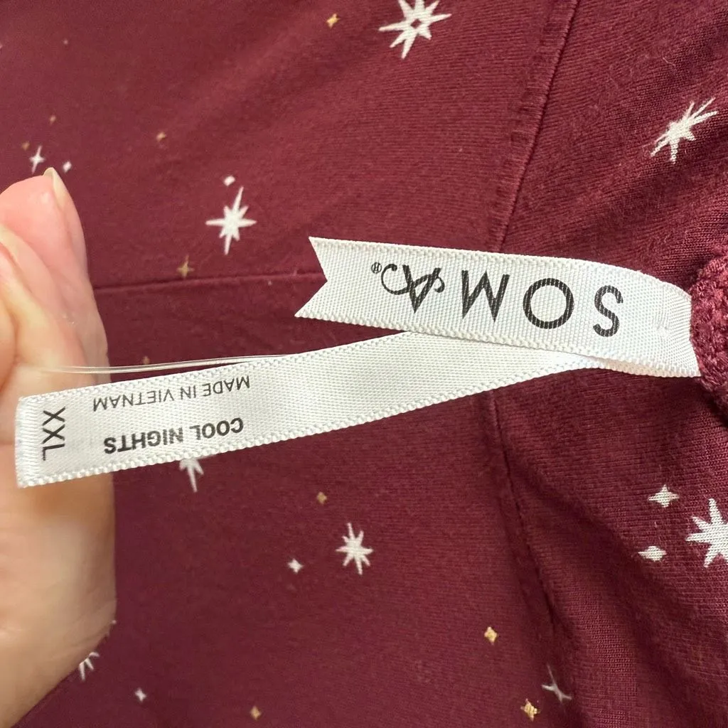 NWOT Soma Cool Nights Burgundy Star Celestial PJ Pajama Pants $54 XXL - Image 6