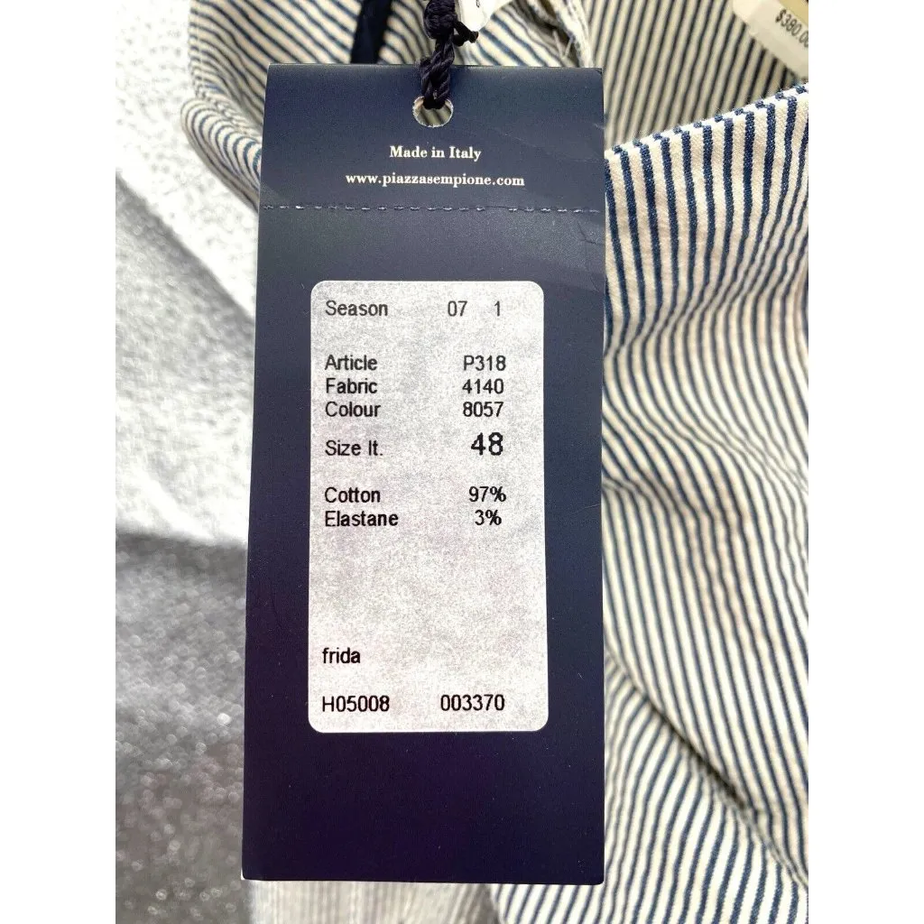 NWT Piazza Sempione Audrey Crop Pants Seersucker Gray Stripe Cigarette Pant 14 - Image 5