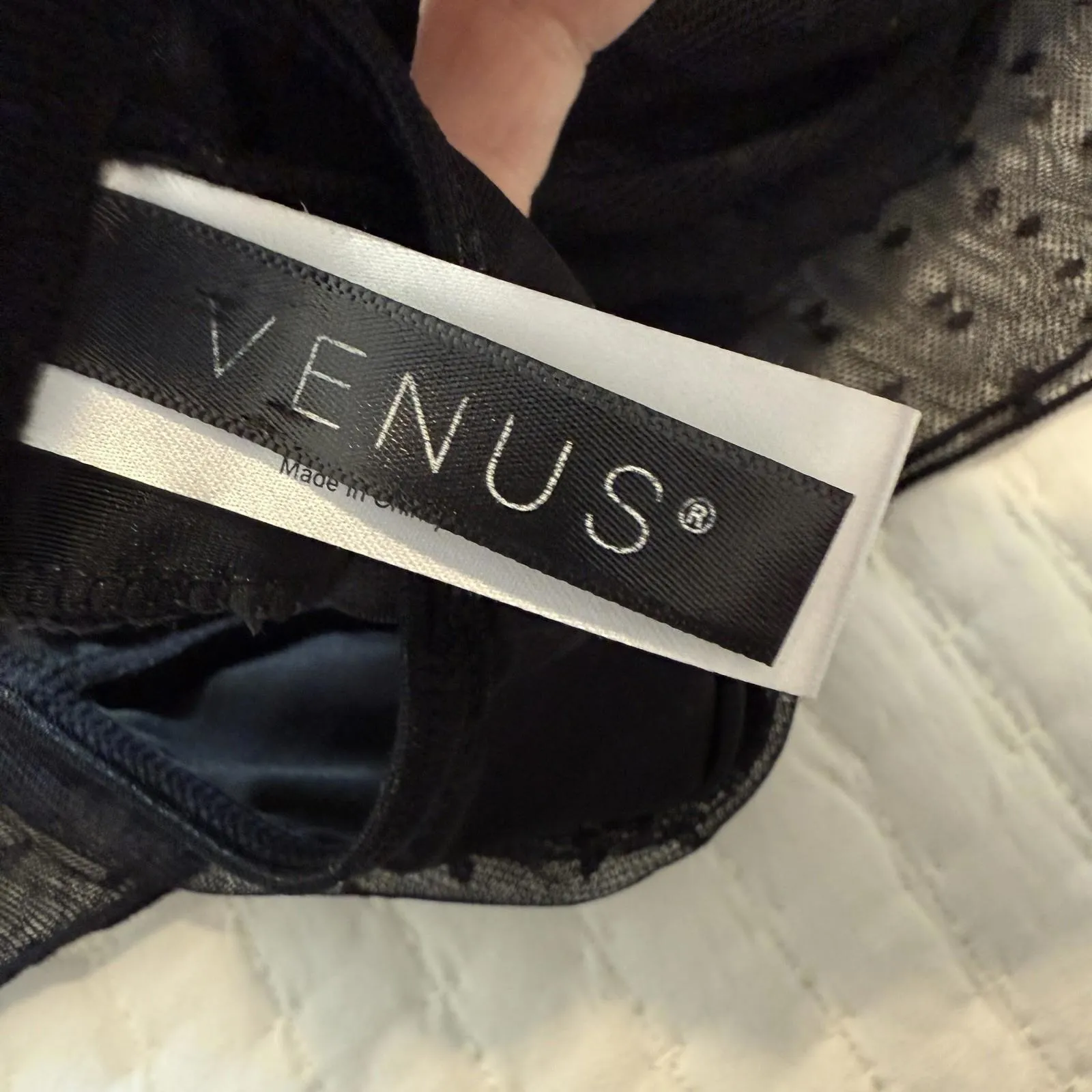 Venus Black Polka Dot Mesh Lace Lingerie Babydoll Slip Sheer Nightie Sz S Small - Image 6