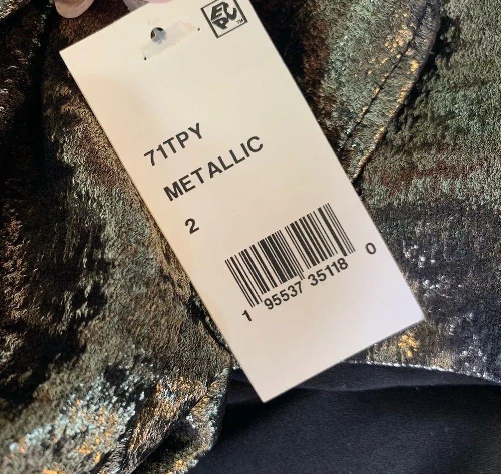 French Connection Alara Metallic Flutter Sleeve Cutout Minidress Gold Size 2 NWT - Image 6