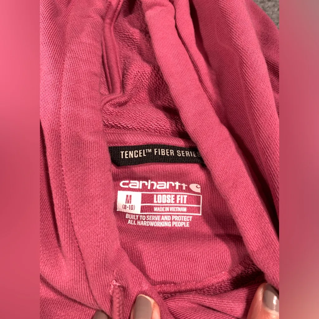 Carhartt Women's Pink Hoodie Sweater tencel fiber series loose fit medium - Image 4