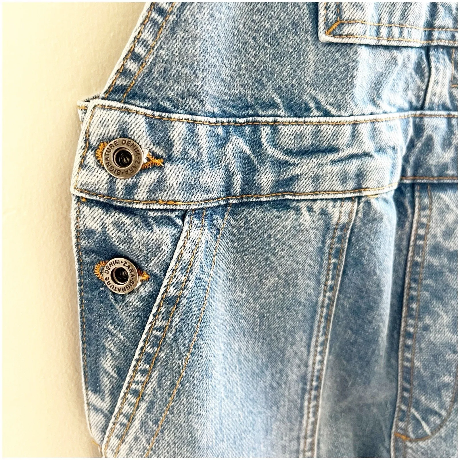 Zara Blogger Fave Denim Overalls Dungarees NWT Blue Size XS Farmer Cottage - Image 11