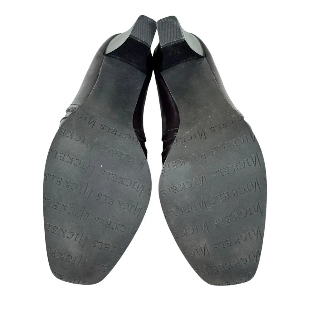 Nickels Park Brown Faux Leather Heeled Slip On Square Toe Booties Women's Size 9 - Image 7