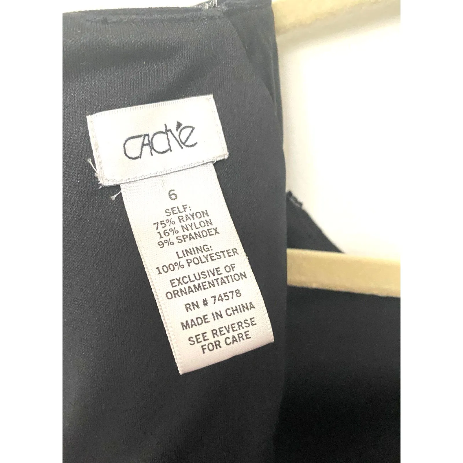 Cache Black Sheath Dress with Beaded Detail Cap Sleeves Formal LBD Sz 6 - Image 8