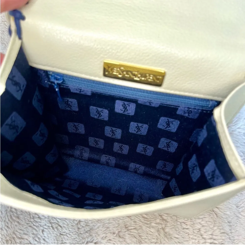 Rare Vintage YSL Cassandra Cream Braided Shoulder Bag - Image 12