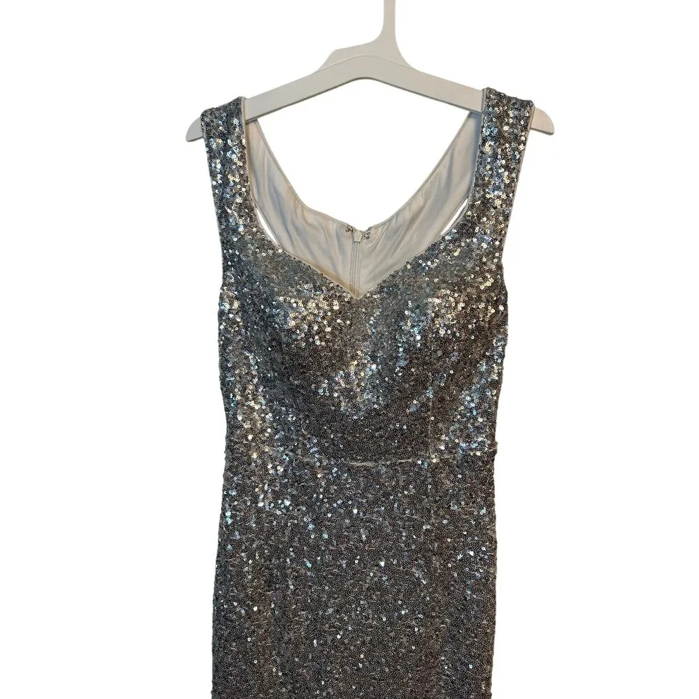 Ever Pretty silver to blue sparkly maxi prom dress - Image 3