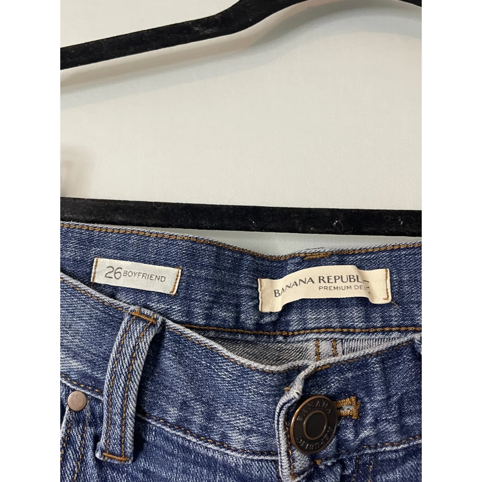 Banana Republic Premium Denim Boyfriend Jeans Distressed Frayed Hem Blue Size 26 - Image 4