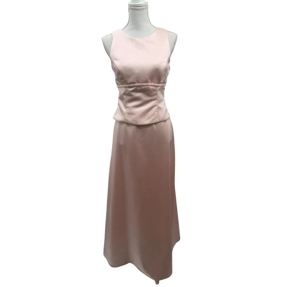 Alfred Angelo Formal Skirt Top Used Pink With Beads Women 5/6 Two Piece - Image 3