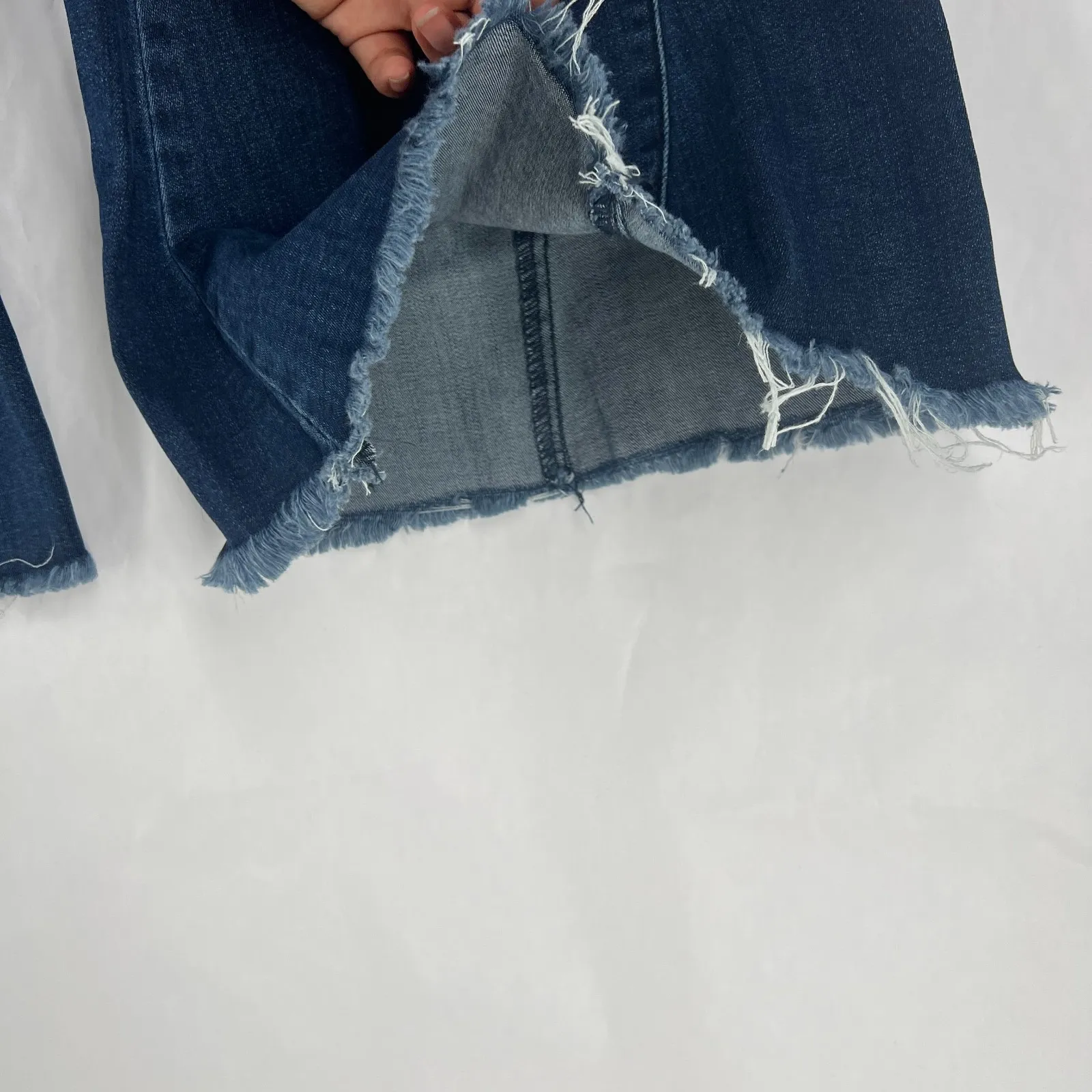 YMI Gigi Fit Flared Jeans Womens 3 Blue Denim Cotton Stretch High Rise Raw Hem - Image 6