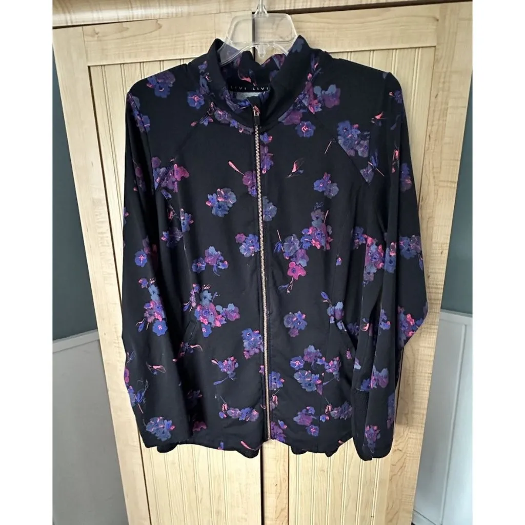 Lane Bryant Livi Active Jacket Womens Plus Size 22/24 Floral Ruffle Layered Hem - Image 6