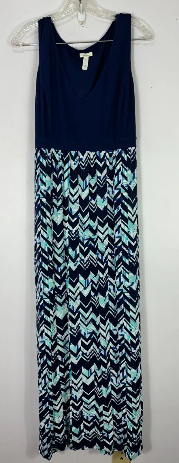 Soma Maxi Dress Womens Large‎ Blue Chevron Print Boho Y2K Hippie Festival Resort - Image 1