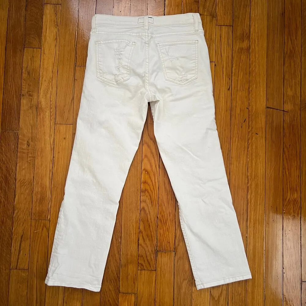 CURRENT/ELLIOTT The High Waist Straight Destroyed Jeans Super Salty Repair 27 - Image 7