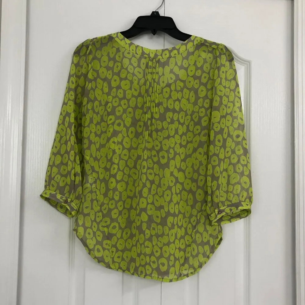 Yoana Baraschi womens Long sleeve button up sheer blouse yellow small - Image 5