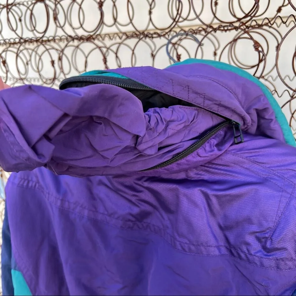 Vintage VITESSEE teal purple color block ski parka with elastic cinched waist Size 10 - Image 6