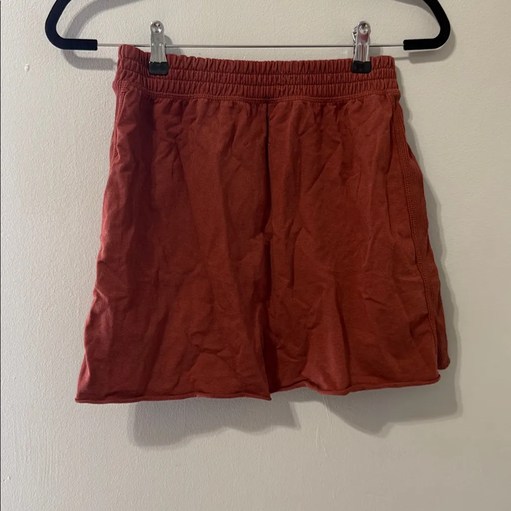 Aerie Orange Red Wine Ribbed Pull On Mini Sweatshirt Material Skirt Sz XXS - Image 5