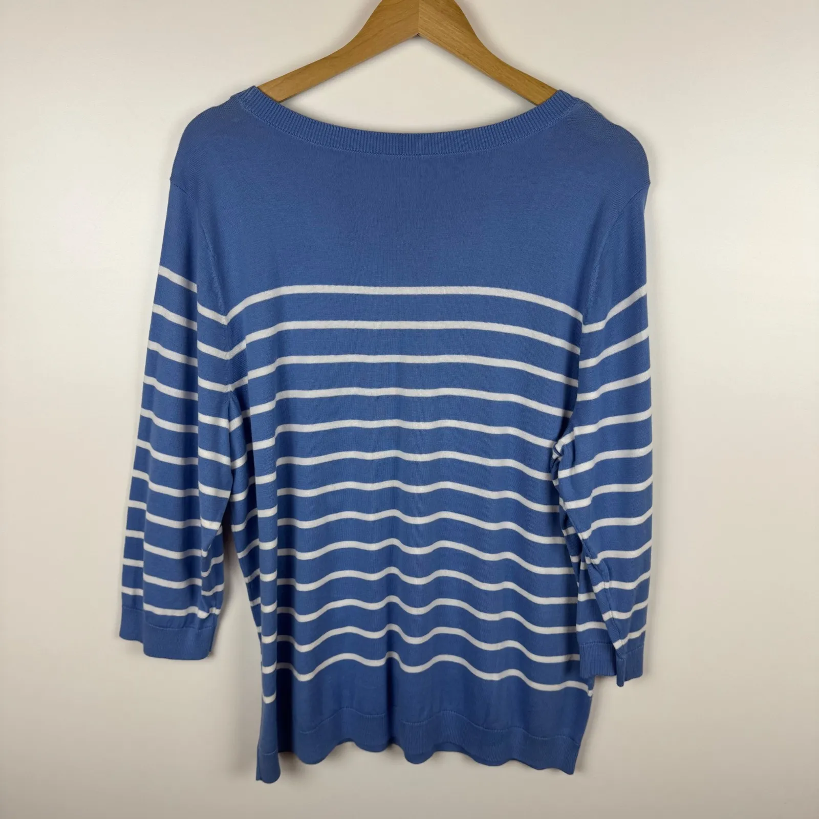 Talbots Womens Stripe Embroidered‎ Bee Crewneck Sweater Sz 2X Pullover Preppy - Image 5