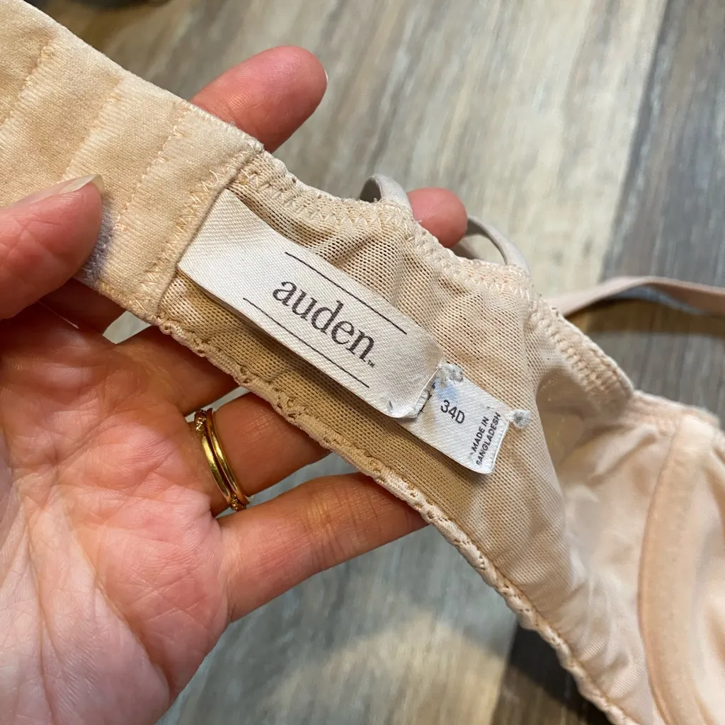 Auden‎ Unlined Demi Coverage Underwire Diamond Lace Blush Pink Bra Size 34D - Image 6