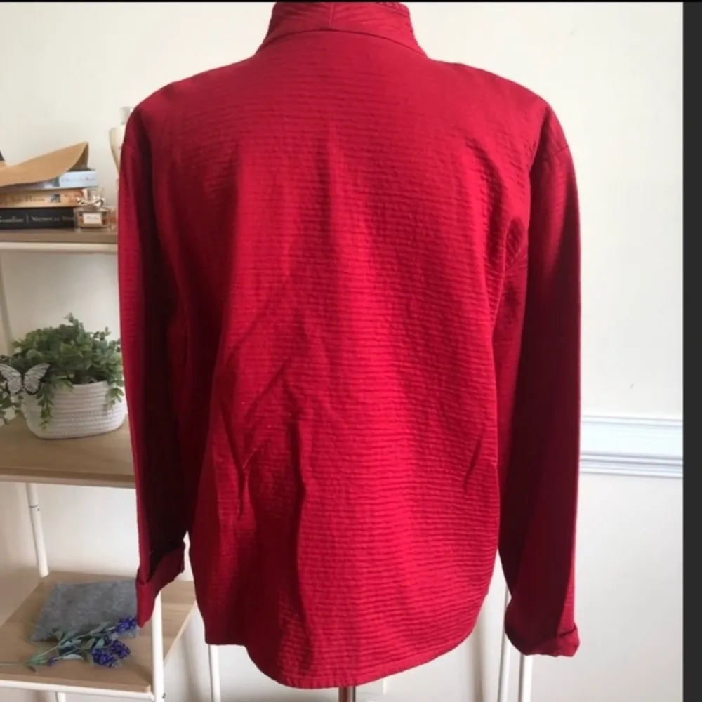 Eileen Fisher 100% cotton red lightweight zip up jacket! - Image 6