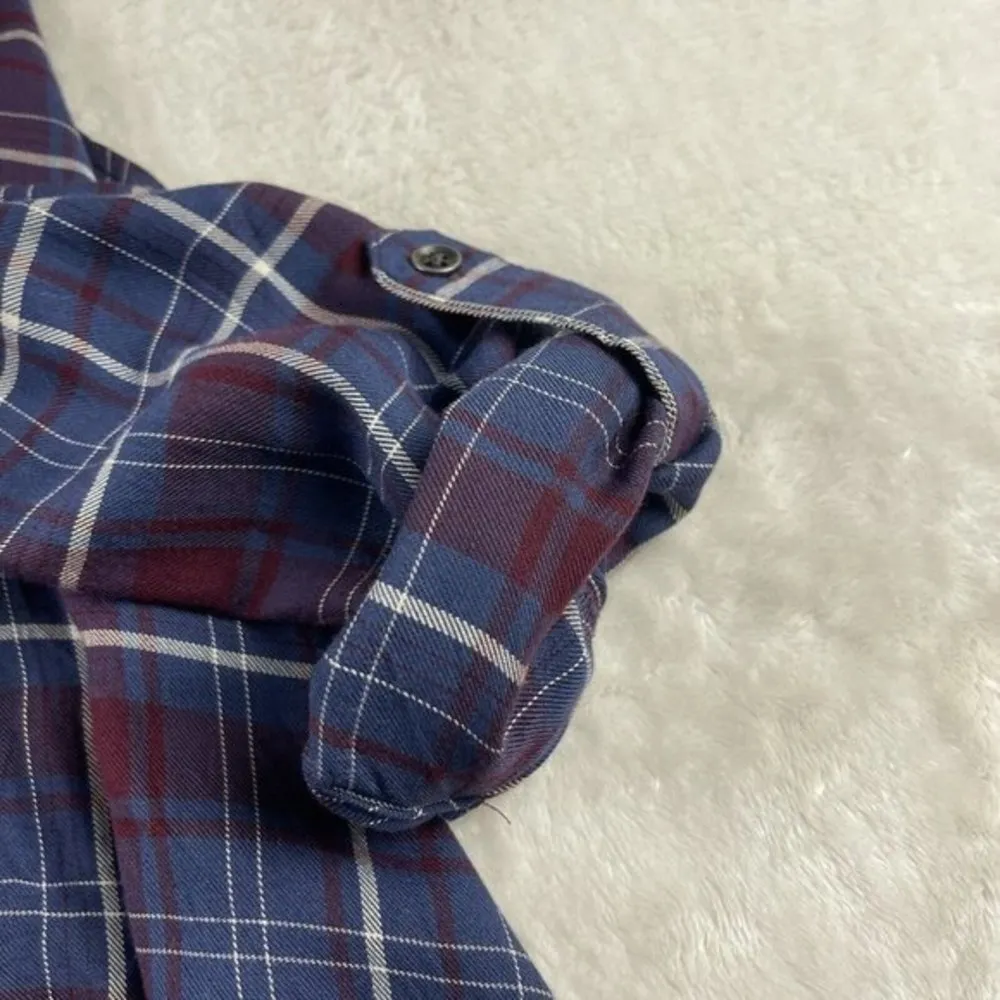 Vanity Flannel Open Front Shirt Size M Purple Plaid Womens Lace Boho Western Top Size M - Image 9