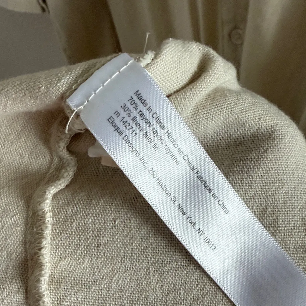 Eloquii Cream Rayon/Linen Button Down Women's Dress 18 - Image 5