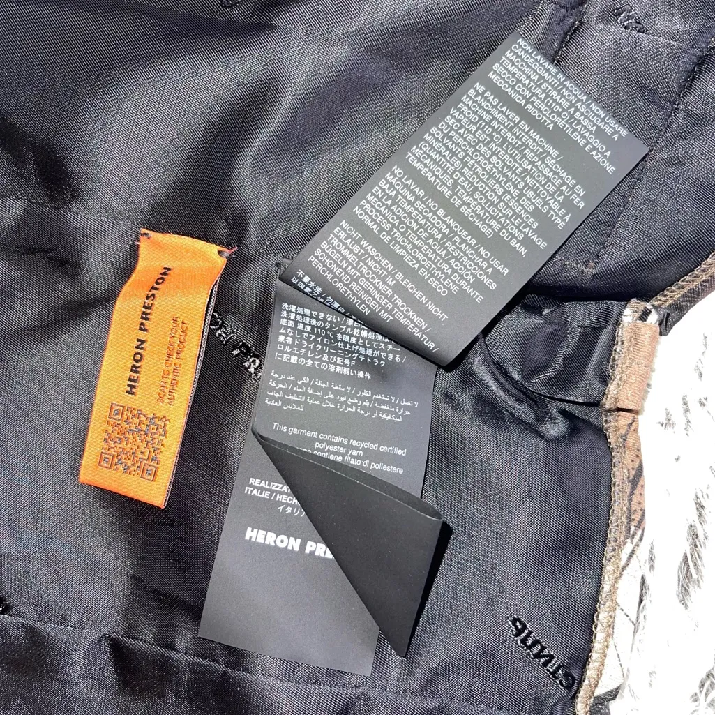 Heron Preston Camouflage Satin Corset Top H.W.C. Zip-Up Logo Tape Size 2 IT 38 - Image 16