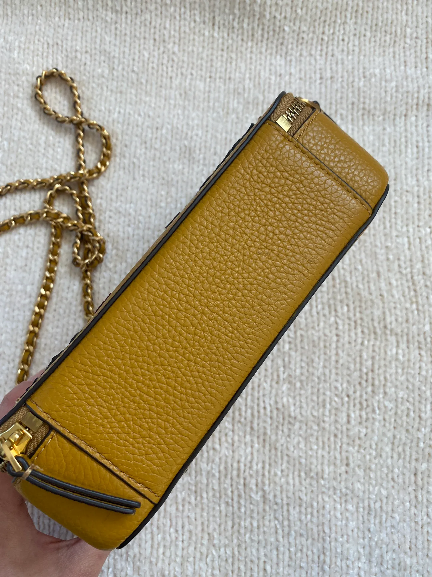 Britten Applique Small Top Handle Case Bag in Golden Curry - Image 6