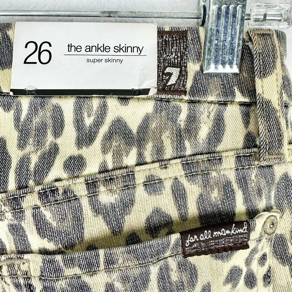 7 For All Mankind Skinny Ankle Jeans in Cheetah Print Size 26 NWT Stretch - Image 7