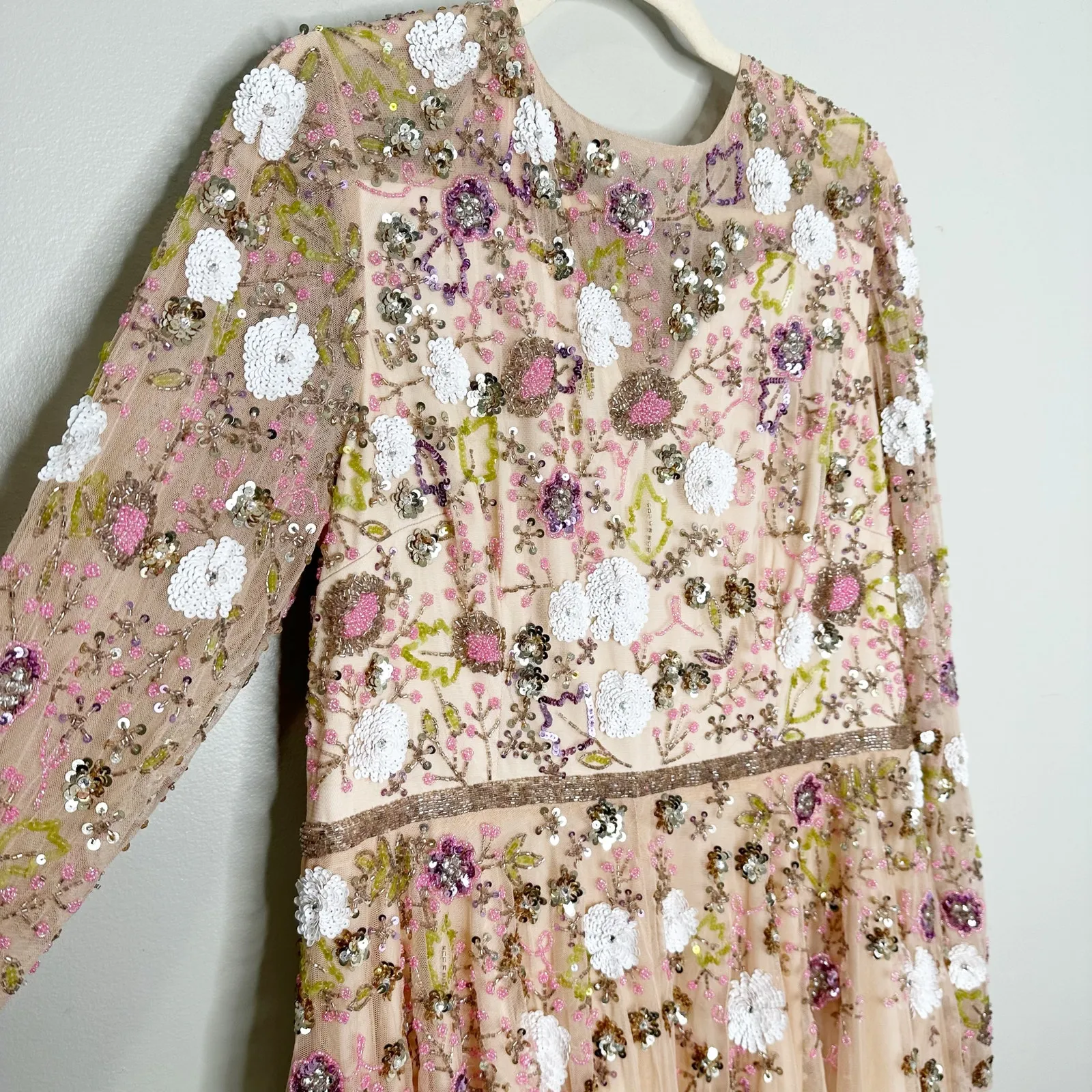 Mac Duggal 5716 Blush Pink Floral Tulle Embellished Cocktail Lenth Dress 16 - Image 4