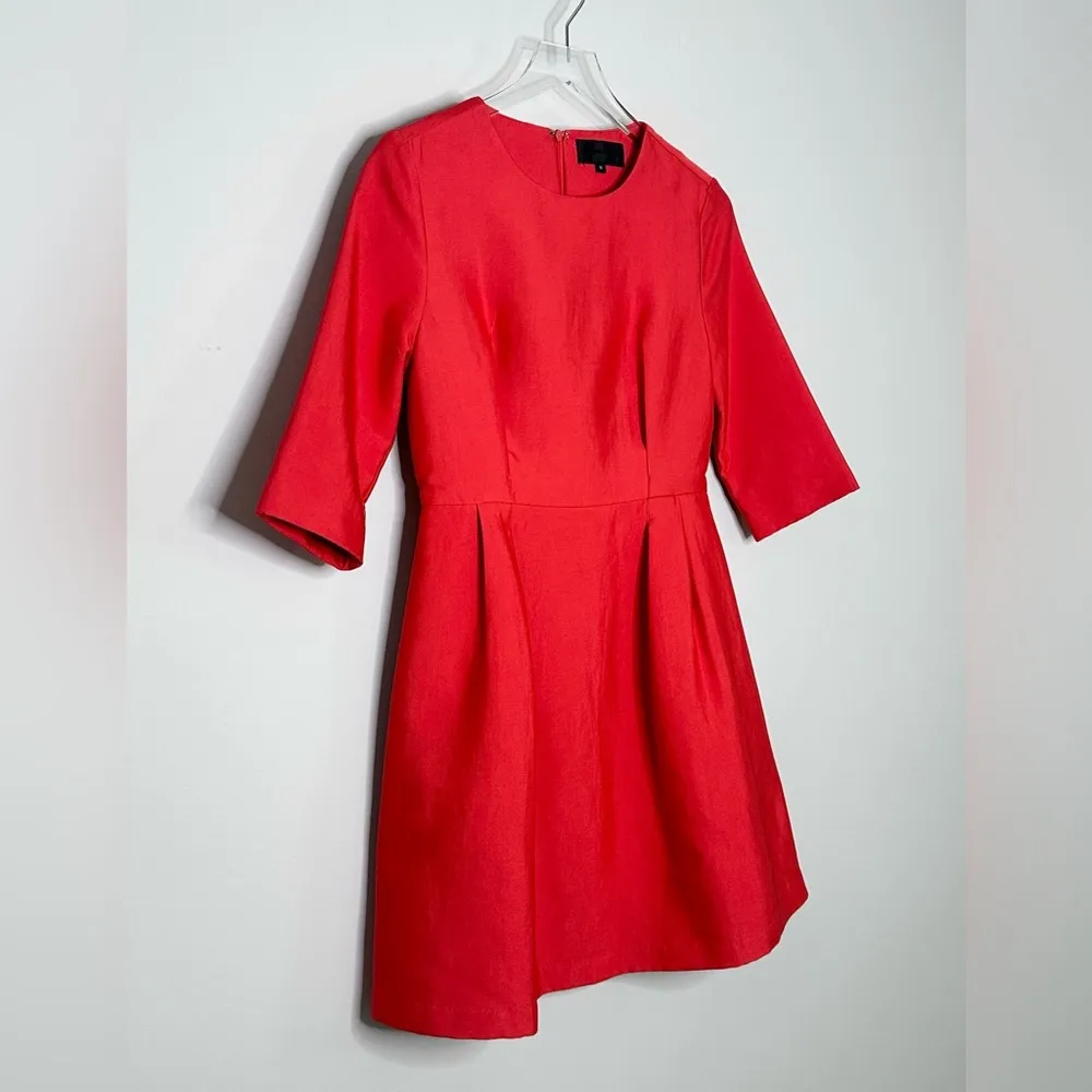 Blaque Label Audrey Fit & Flare Pleated Skirt Brushed Twill Red Dress Size M - Image 3