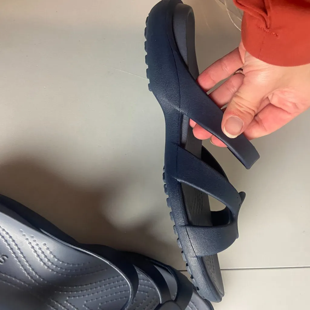 Crocs Women's 8 Meleen Twist Sandals Navy Blue Slip On Sandal Shoes Beach Casual - Image 5