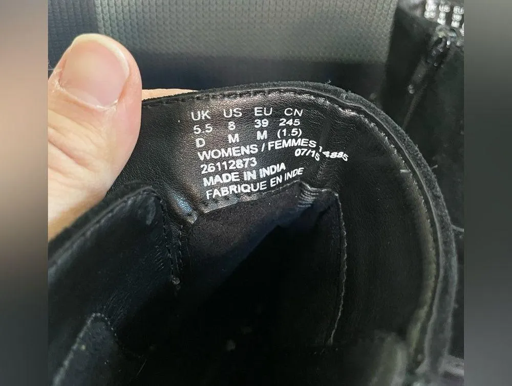 Clarks Black Suede Leather Double Buckle Heeled Ankle Boots Women's Size 8 - Image 5