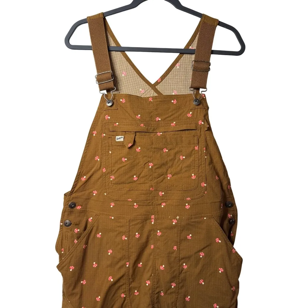 Duluth Trading Co Women Large Mushroom AOP Print Gardening Bib Overalls Heirloom Brown - Image 2