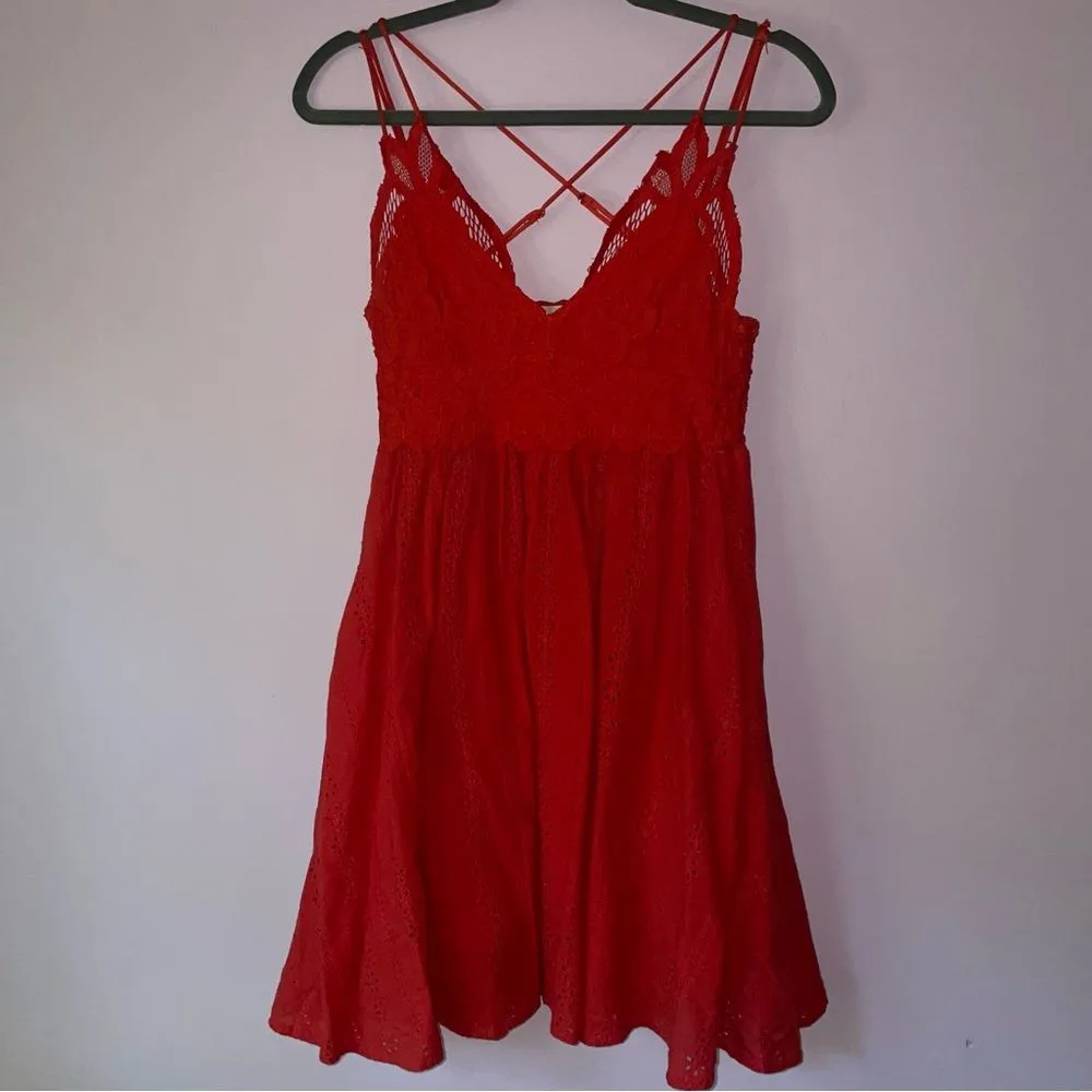 Impressions Lace Bralette Mini Dress Women M Babydoll Romantic Fairy Boho Eyelet - Image 2