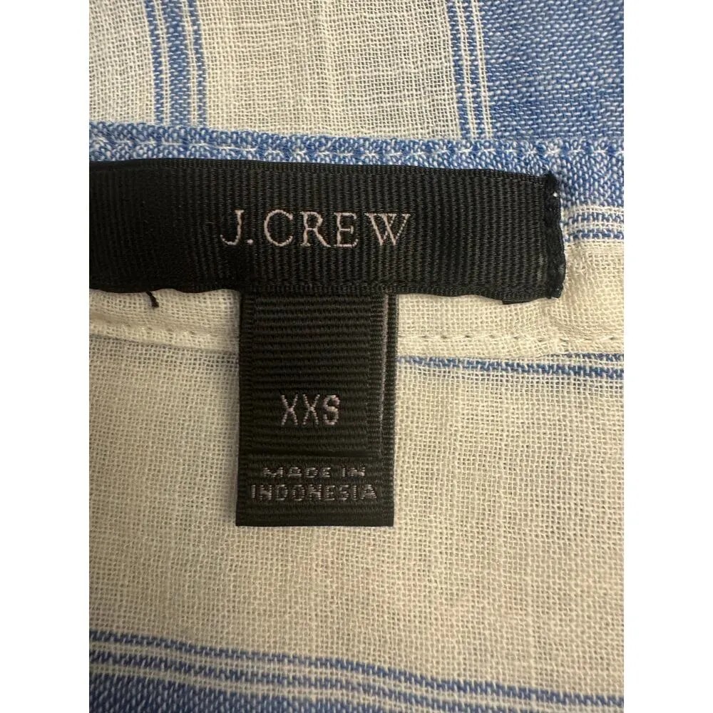 J Crew cotton v-neck bathing suit cover blue and white striped women's XXS - Image 3