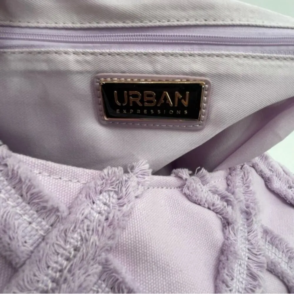 Urban Expressions Lavender Barbuda Cotton Fringe Hobo Bag NWOT - Image 7