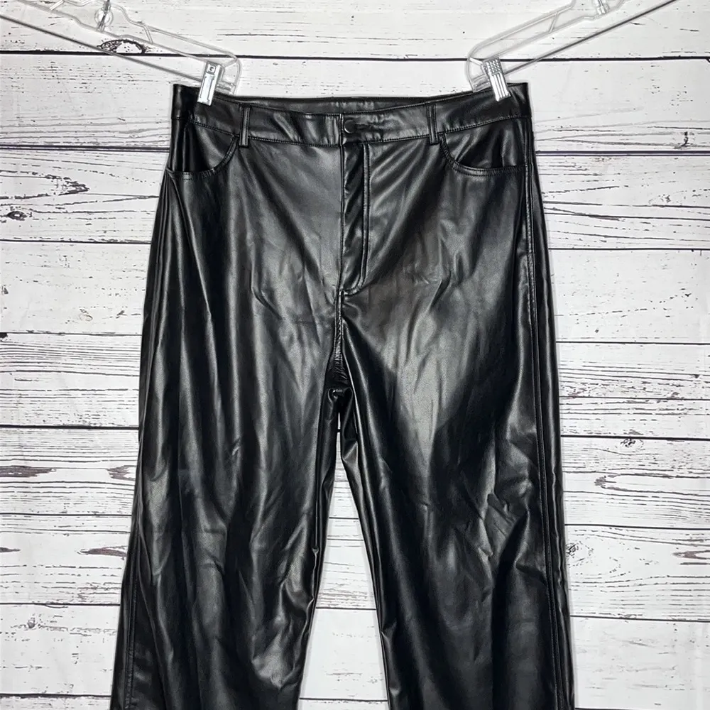 Garage NWT Size XL Jet Black Faux Leather Straight Leg Pants - Image 2