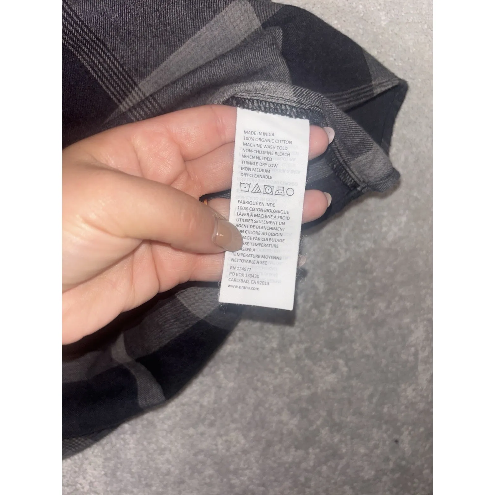 prAna Loop To Pines Flannel Plaid Gray Organic Cotton Shirt Dress Medium Pockets - Image 10