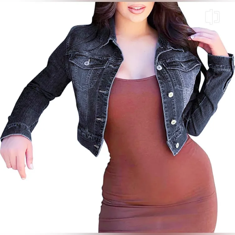 Detail Jeans Crop Jean Jacket Ladies Medium 90s Vintage Super Cute EUC Size L Size L - Image 2