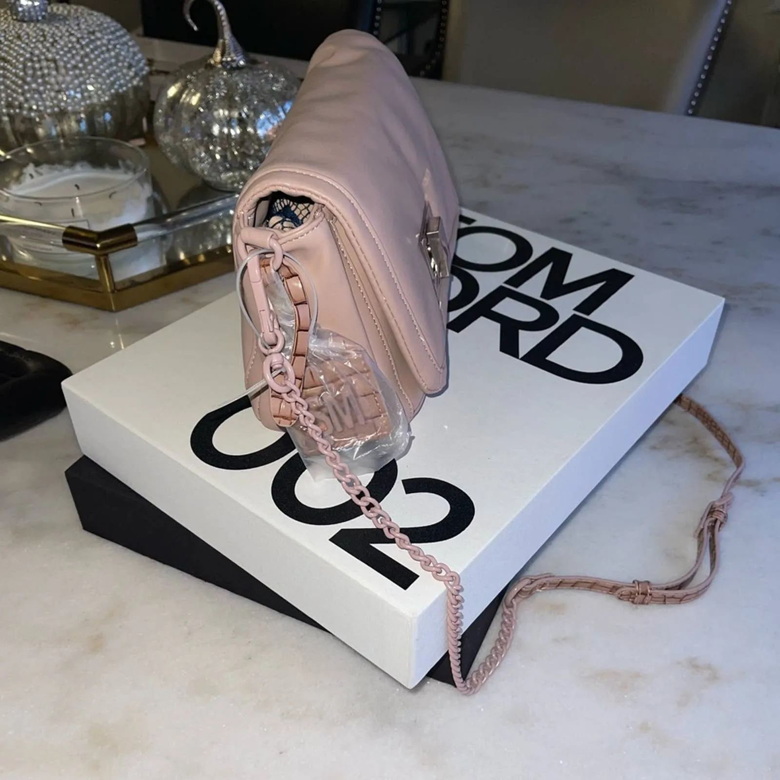 Steve Madden BTrixy Blush Pink Padded Buttery Faux Leather Croc Embossed Bag - Image 13