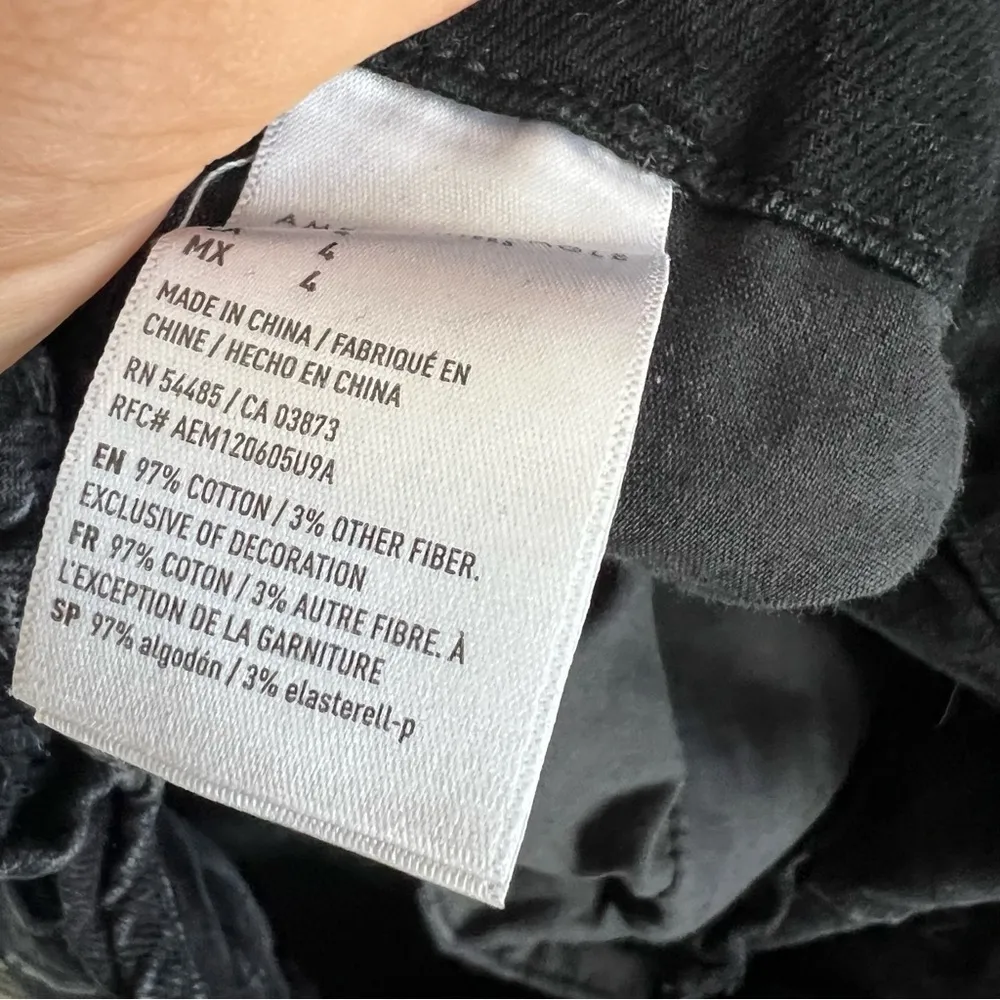 American Eagle Mom Short Paper Bag Waist Style Tie Belt Black Wash 4 - Image 6