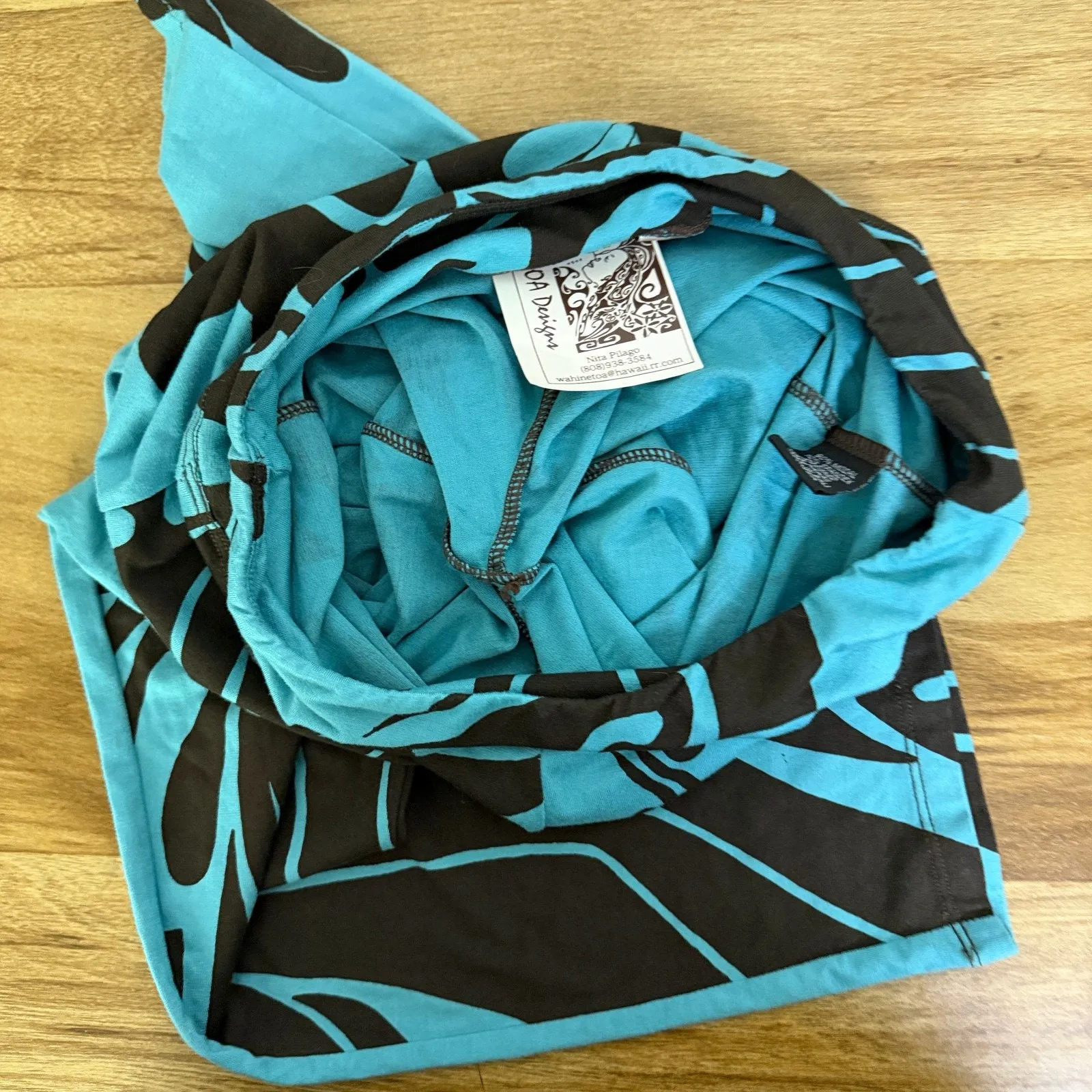 Wahine Toa Hawaiian Pants Womens XS Blue Black Floral Pull On Modal Legging - Image 11