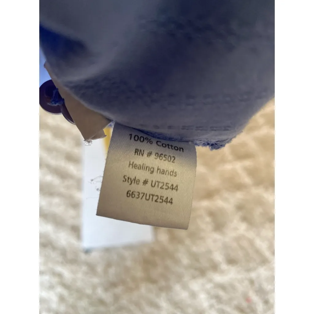 Healing Hands Cotton Tunic Top Light Blue Pockets Cottagecore Nursecore Summer - Image 6