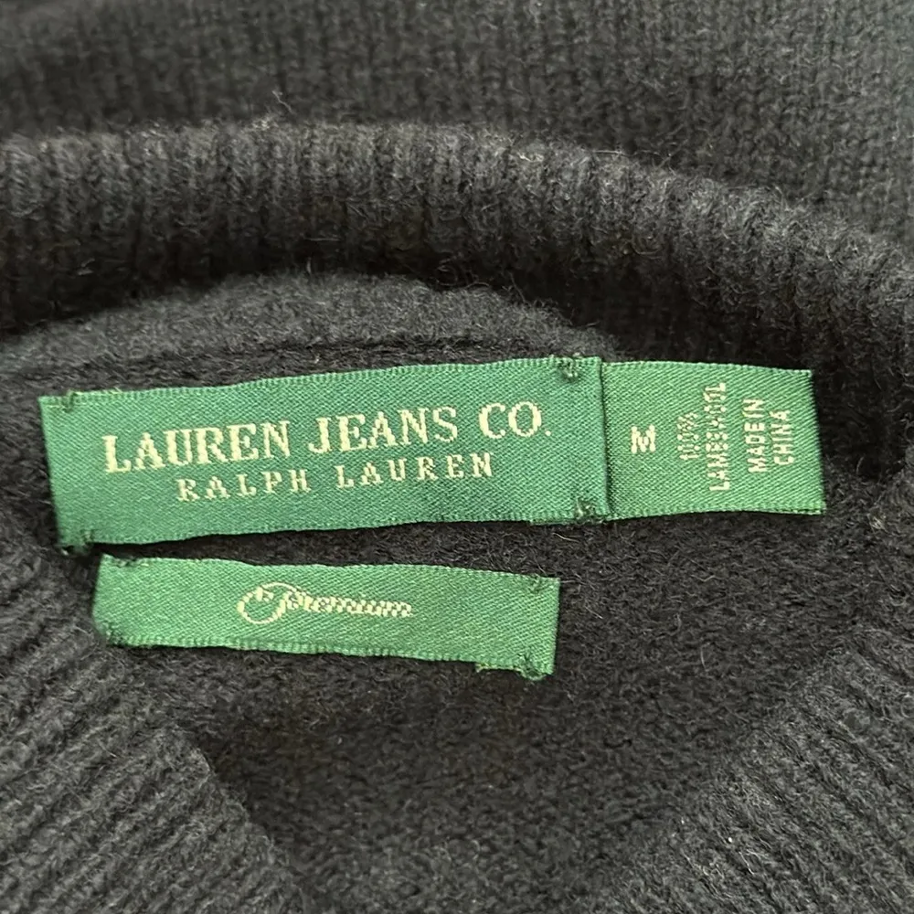 Ralph Lauren Jeans Co Navy Blue Knit Zip Up Gold Button Military Sweater - Image 3